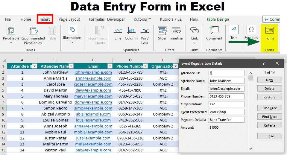 Data entry work being done in Excel on a laptop